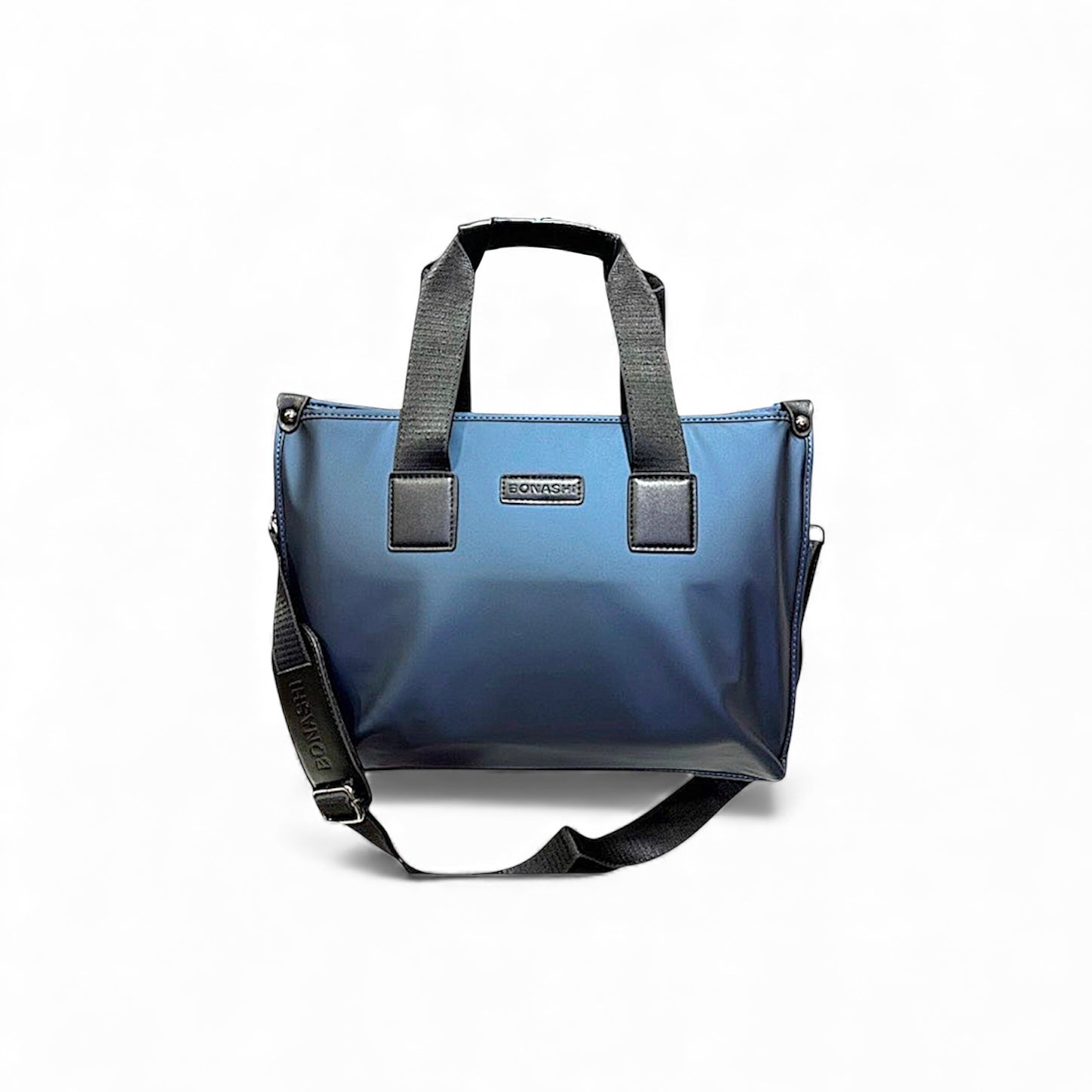 Cartera tote de ecocuero color negro marca KAI, incluye correa adicional